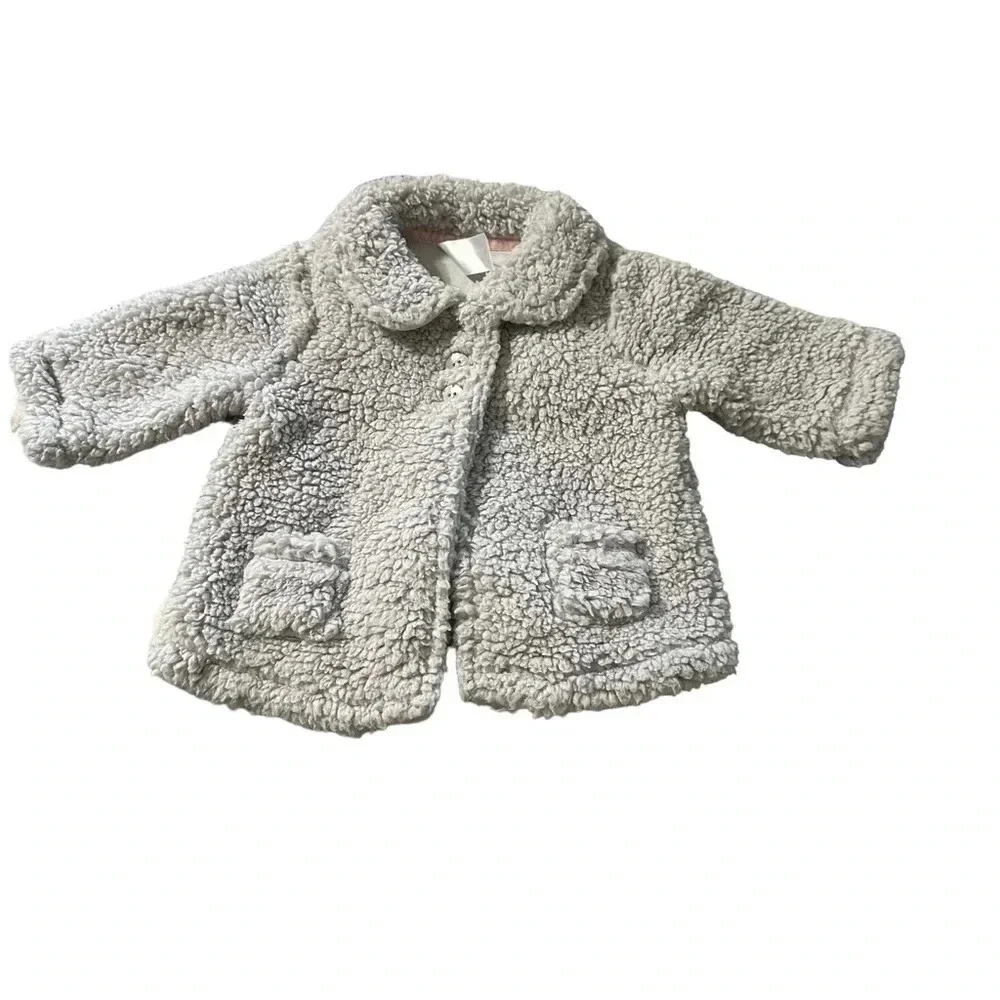 Carter's baby girl size 3 months sherpa grey jacket